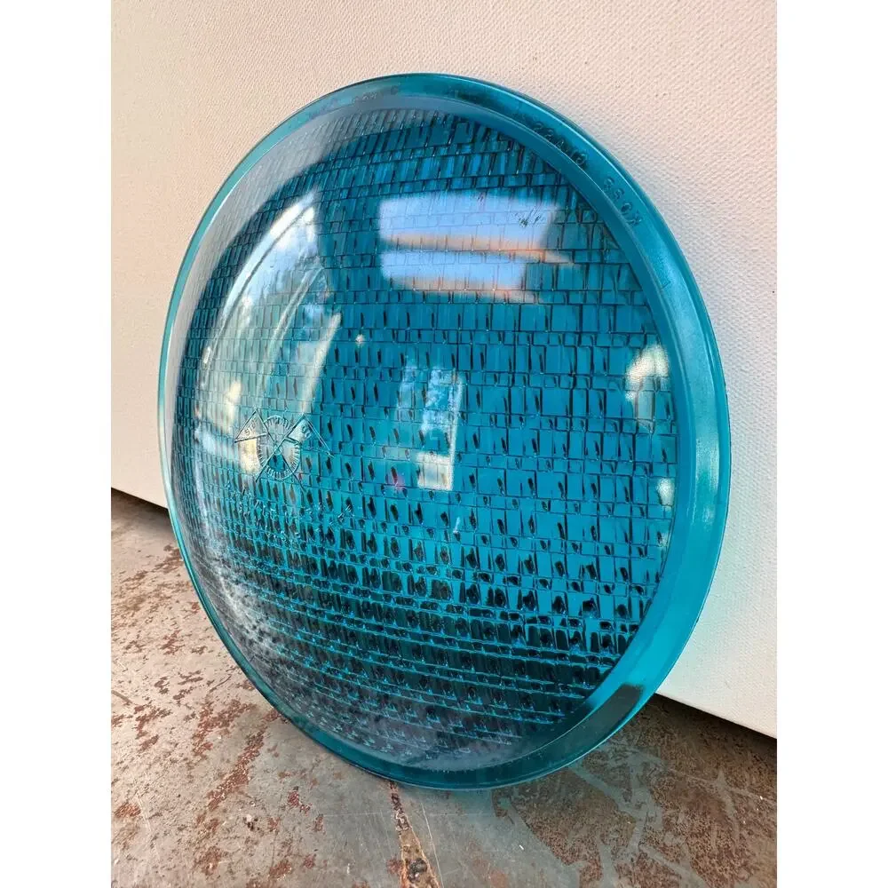 Vintage Kopp/Eagle Glass Prismatic Signal Lens Aqua Blue 8.25”
